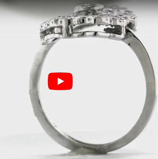 Diamond Ring 0.52 ct tw Round-cut 14K White Gold BAN029 - NorthandSouthJewelry