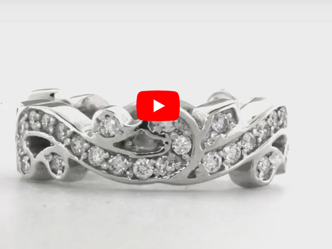 Diamond Ring 0.67 ct tw Round-cut 14K White Gold BAN034 - NorthandSouthJewelry