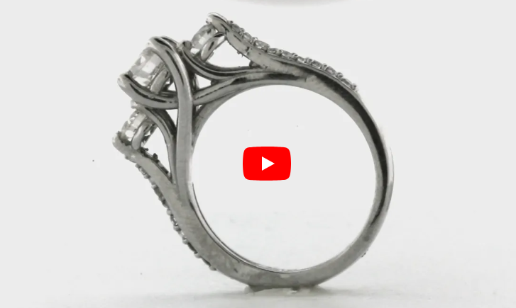 Three Stone Diamond Engagement Ring 2.14 ct tw 14K White Gold DENG017 - NorthandSouthJewelry