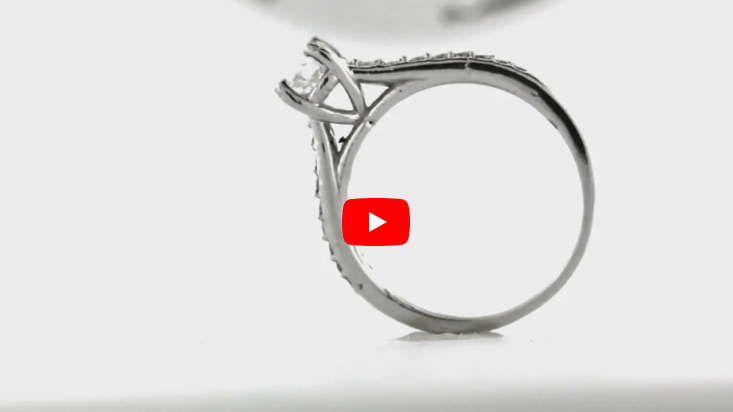 Pave Diamond Engagement Ring 1.01 ct tw 14K White Gold DENG007 - NorthandSouthJewelry