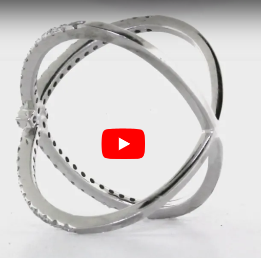 X Cross Diamond Ring 0.53 ct tw Round-cut 14K White Gold DIR006 - NorthandSouthJewelry