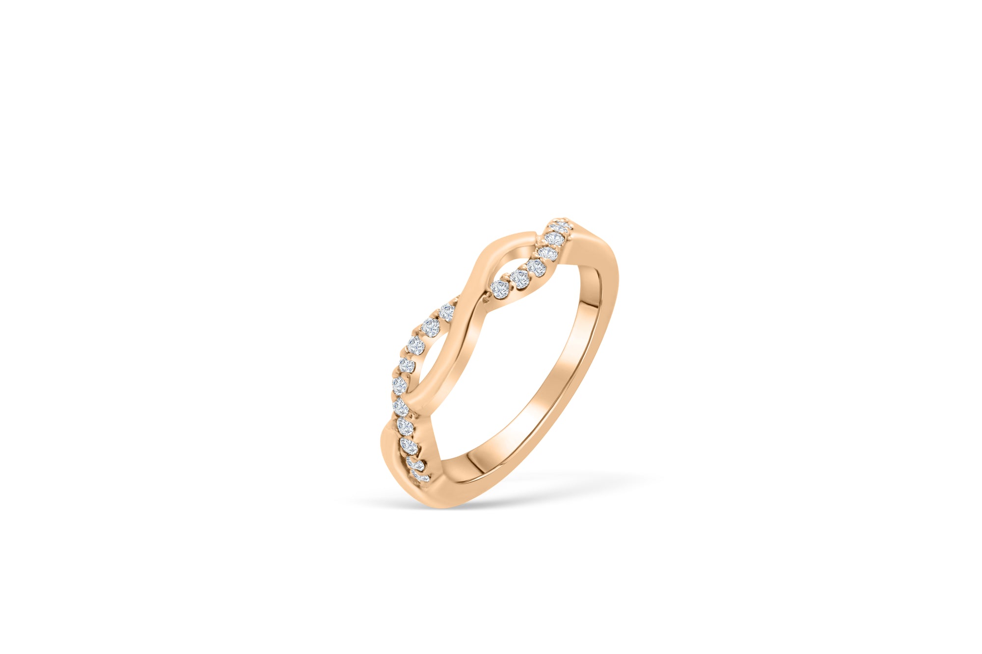 Entwined Wave Diamond Wedding Band 0.20 ct tw Round-cut 14K Rose Gold BAN012 - NorthandSouthJewelry