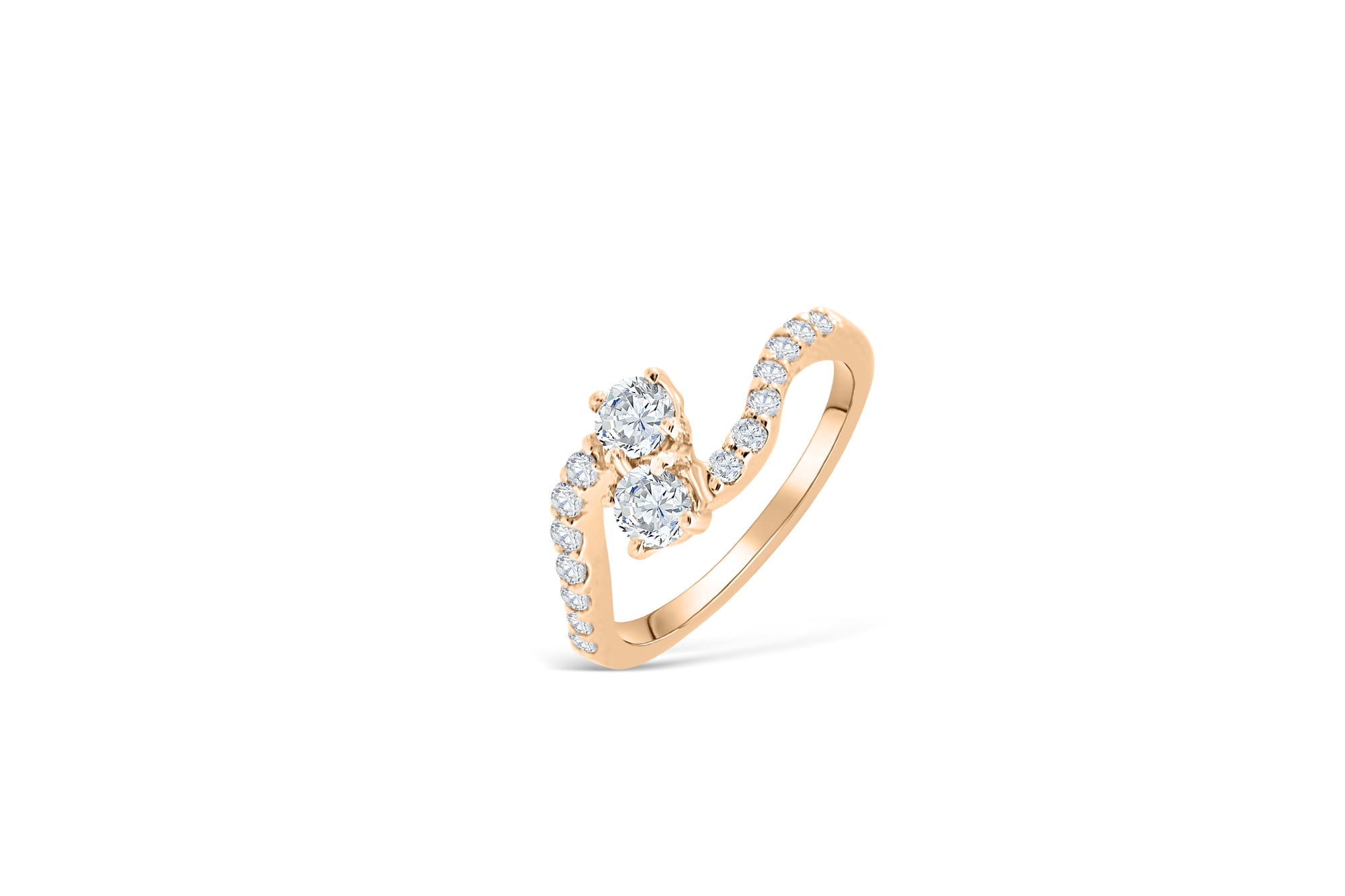Two Stone Diamond Anniversary Band 0.76 ct tw Round-cut 14K Rose Gold BAN013 - NorthandSouthJewelry