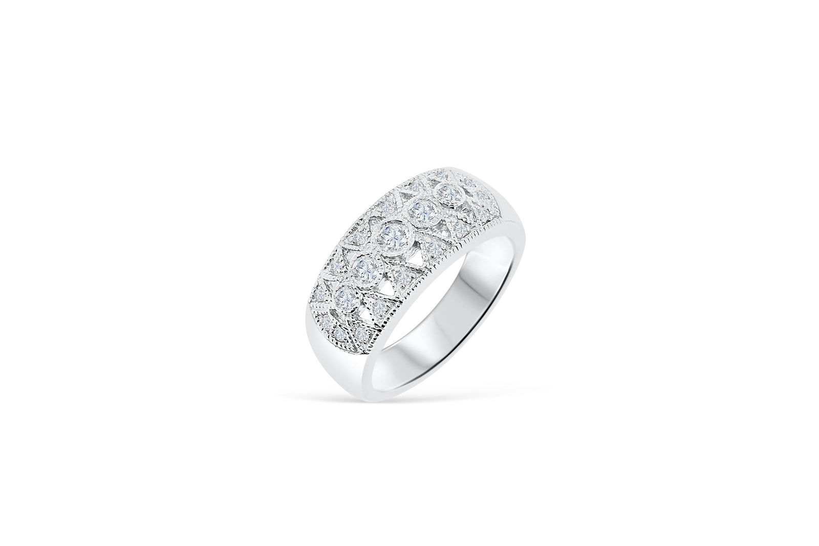 Diamond Anniversary Band 0.46 ct tw Round-cut 14K White Gold BAN026 - NorthandSouthJewelry