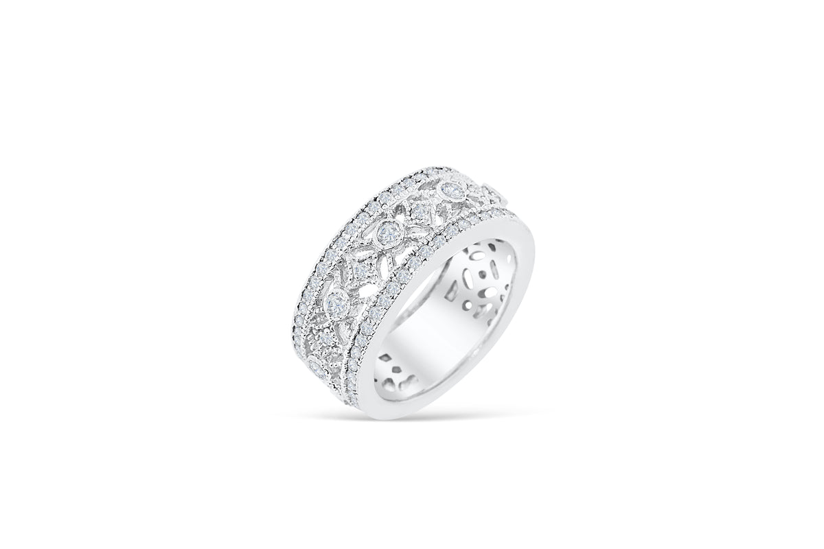 Diamond Anniversary Band 1.08 ct tw Round-cut 14K White Gold BAN027 - NorthandSouthJewelry