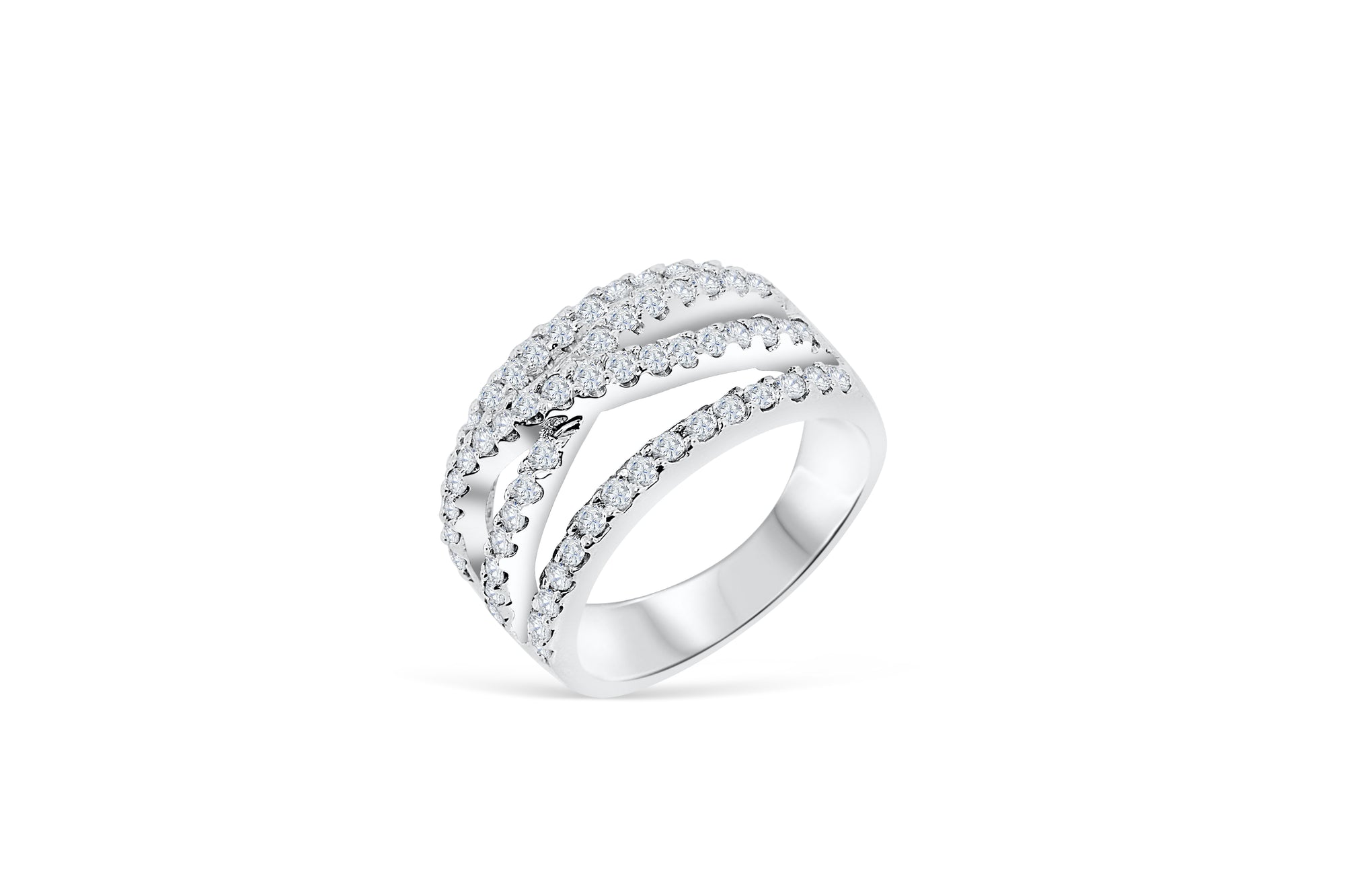 Wide Diamond Anniversary Band 0.99 ct tw Round-cut 14K White Gold BAN030 - NorthandSouthJewelry
