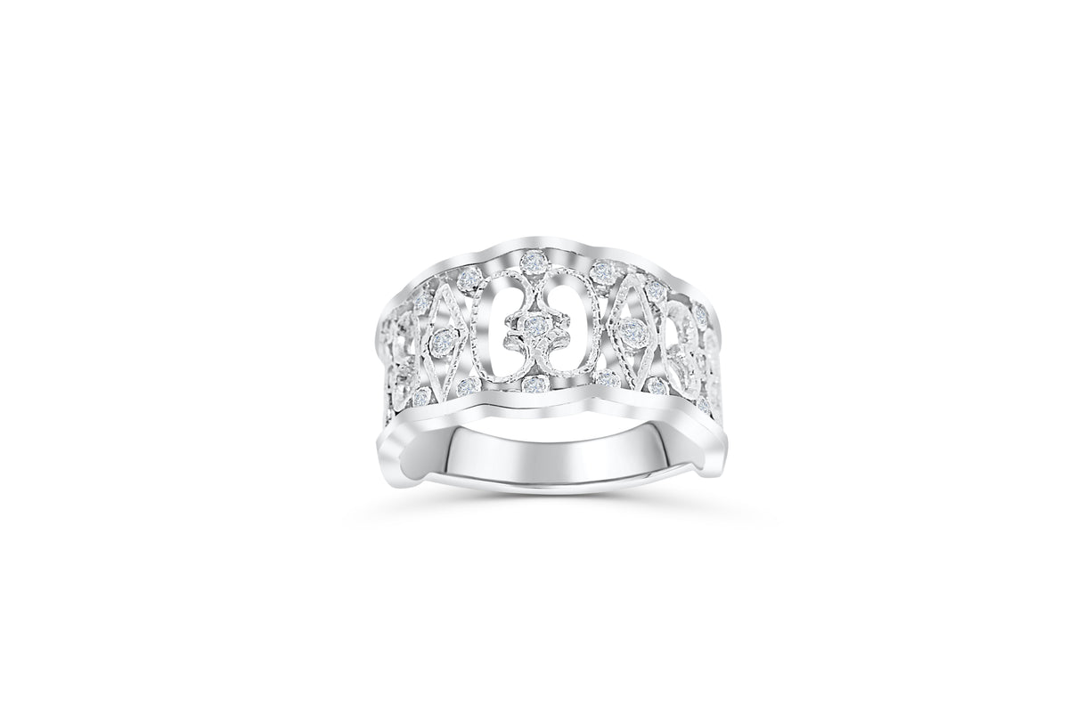 Diamond Anniversary Ring 0.21 ct tw Round-cut 14K White Gold BAN031 - NorthandSouthJewelry