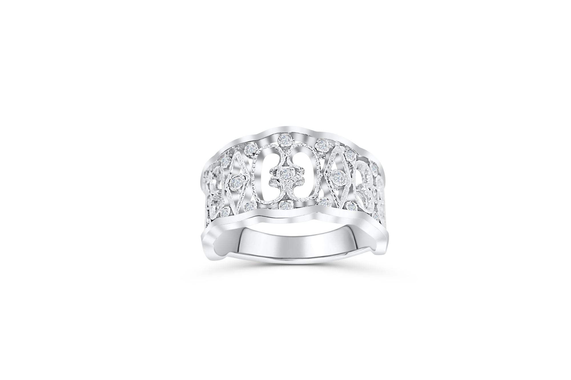 Diamond Anniversary Ring 0.21 ct tw Round-cut 14K White Gold BAN031 - NorthandSouthJewelry