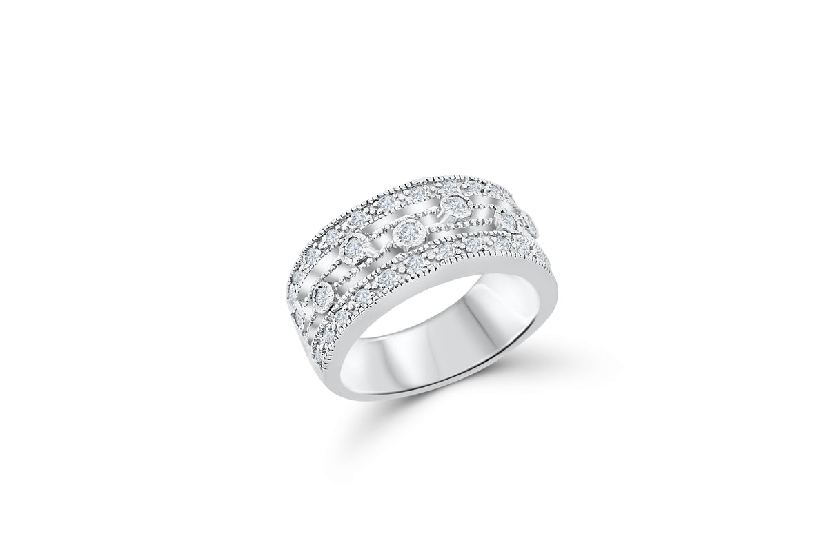Diamond Anniversary Band 0.70 ct tw Round-cut 14K White Gold BAN032 - NorthandSouthJewelry