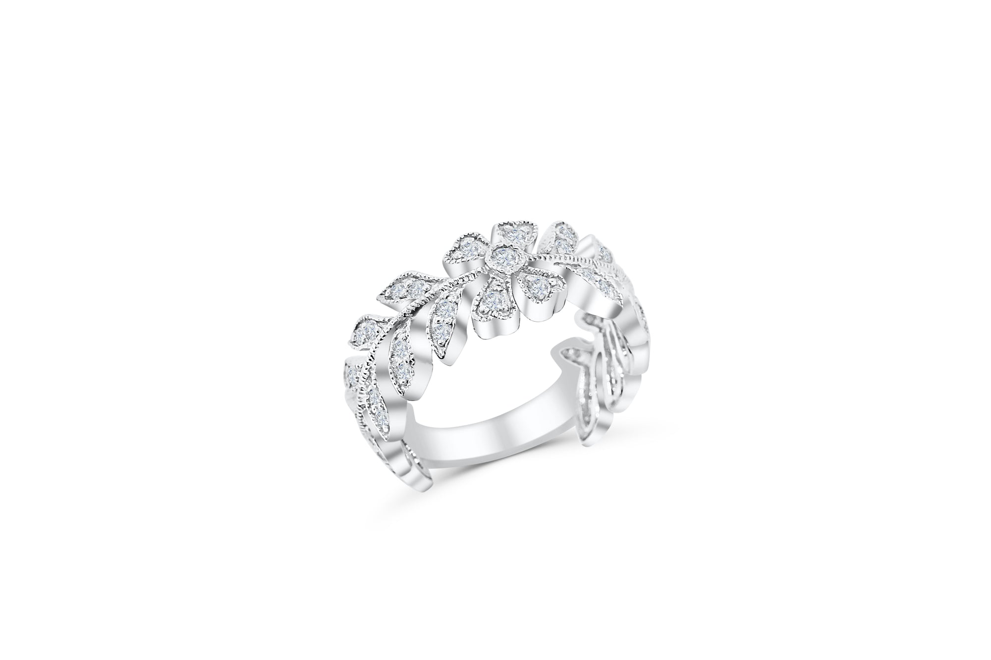 Diamond Anniversary Ring 0.62 ct tw Round-cut 14K White Gold BAN033 - NorthandSouthJewelry