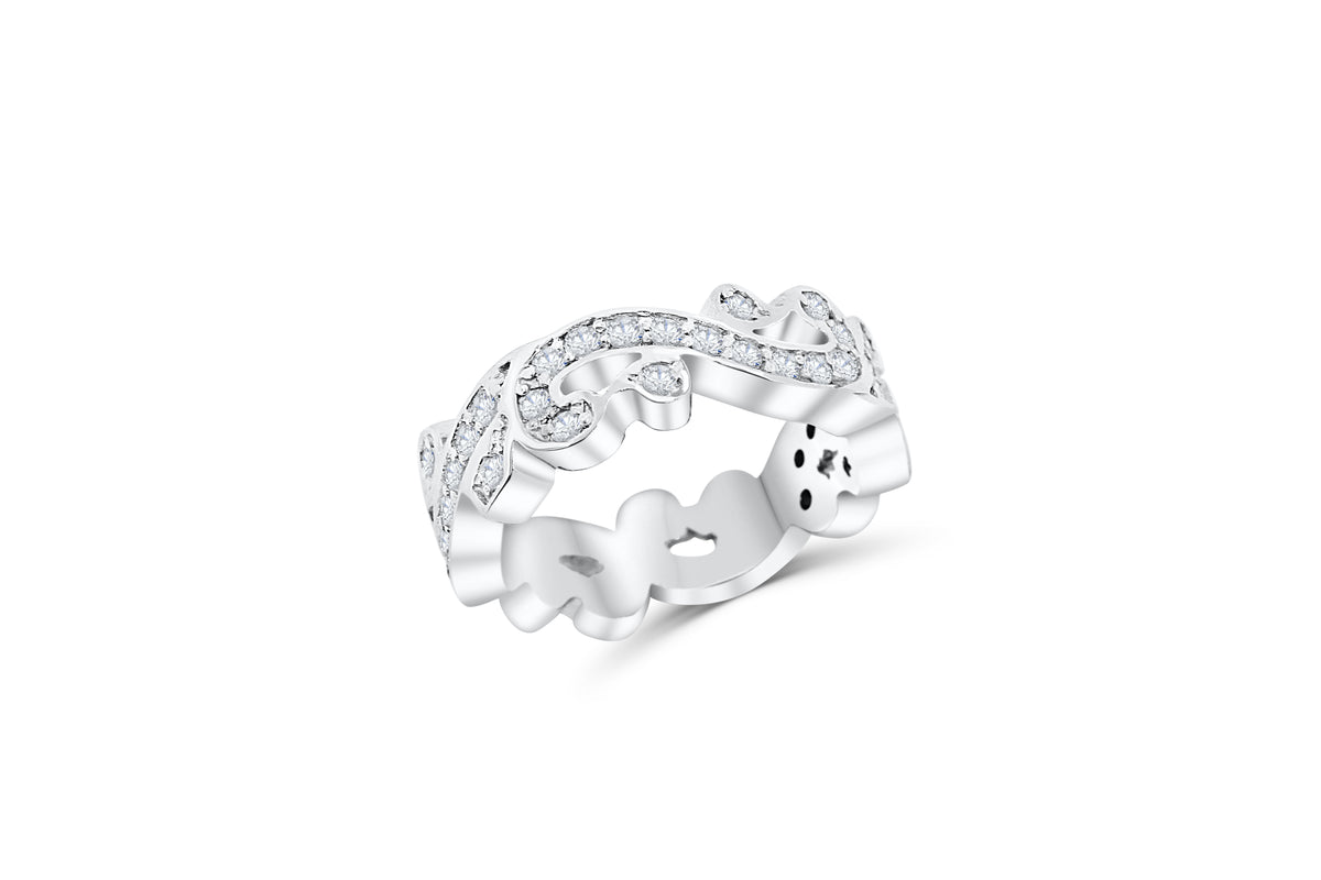 Diamond Ring 0.67 ct tw Round-cut 14K White Gold BAN034 - NorthandSouthJewelry