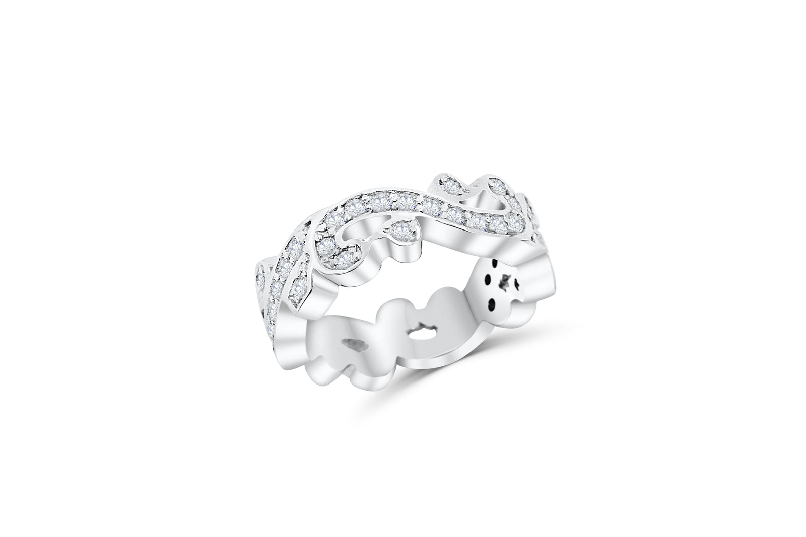 Diamond Ring 0.67 ct tw Round-cut 14K White Gold BAN034 - NorthandSouthJewelry