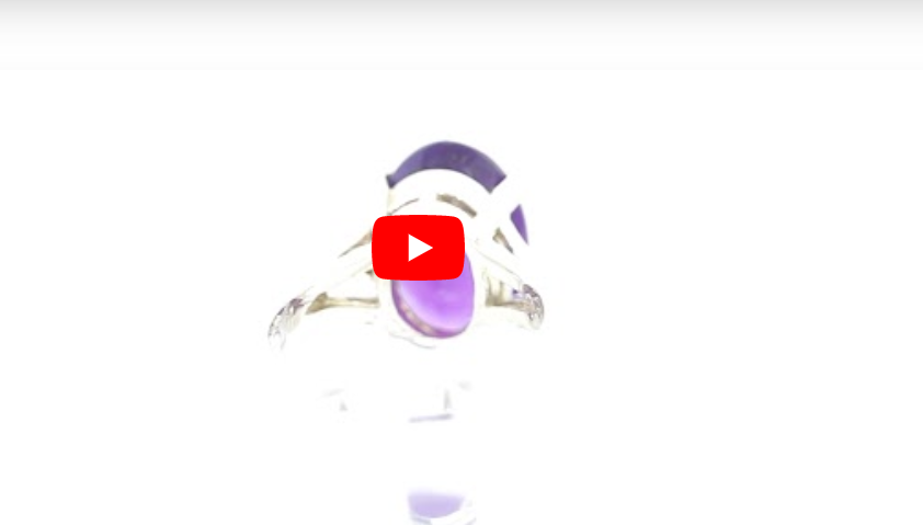 4.87 CT Oval Amethyst V Split Ring 14K White Gold AMR001 - NorthandSouthJewelry