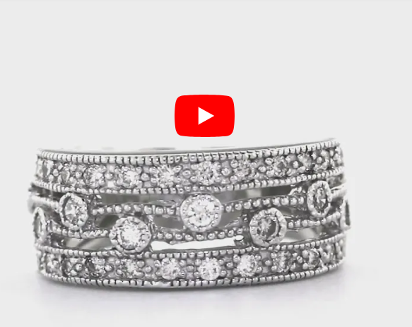 Diamond Anniversary Band 0.70 ct tw Round-cut 14K White Gold BAN032 - NorthandSouthJewelry