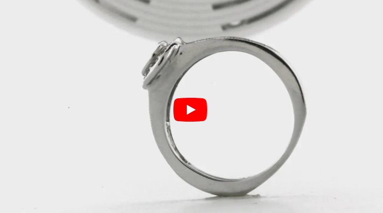 Bezel Diamond Engagement Ring 0.90 ct tw 14K White Gold DENG004 - NorthandSouthJewelry