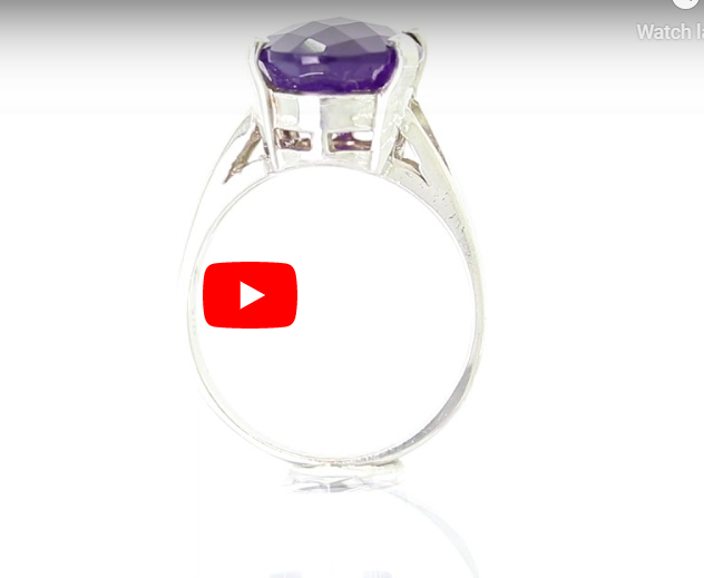 4.87 CT Oval Amethyst V Split Ring 14K White Gold AMR001 - NorthandSouthJewelry