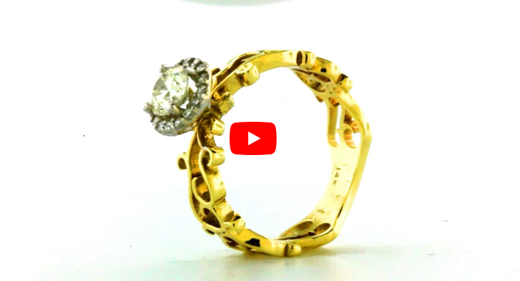 Two Toned Diamond Engagement Ring 0.76 ct tw 14K Yellow/White Gold DENG050 - NorthandSouthJewelry