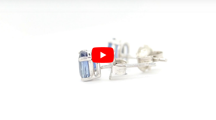 1.25 CT Oval Blue Sapphire Earrings 14K White Gold SER005 - NorthandSouthJewelry