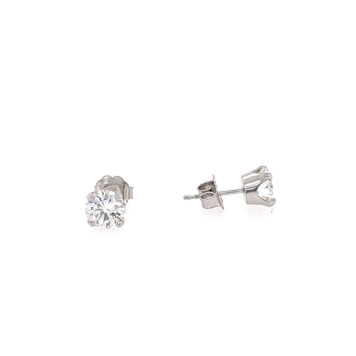 8.5mm (2.20ct x 2) Forever One Round Moissanite Stud Earrings 14K Gold MOIER009