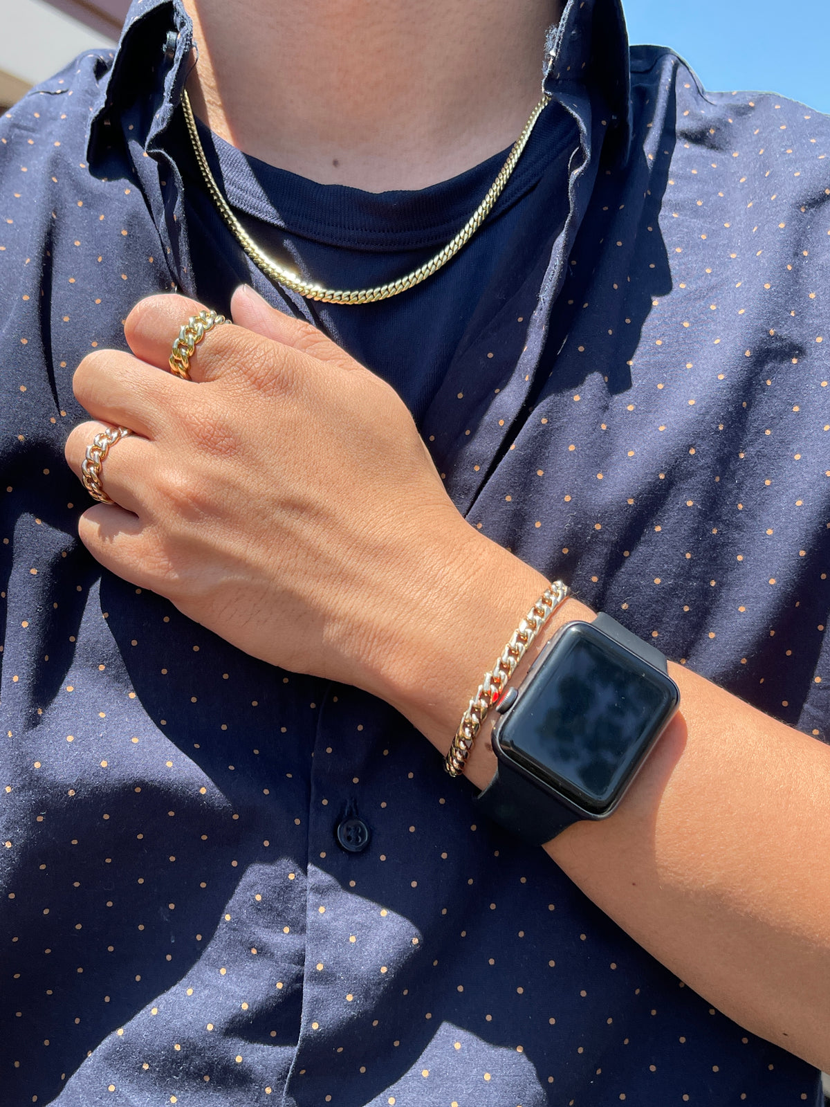 Men&#39;s Cuban Link Ring Solid 14K Gold MR005