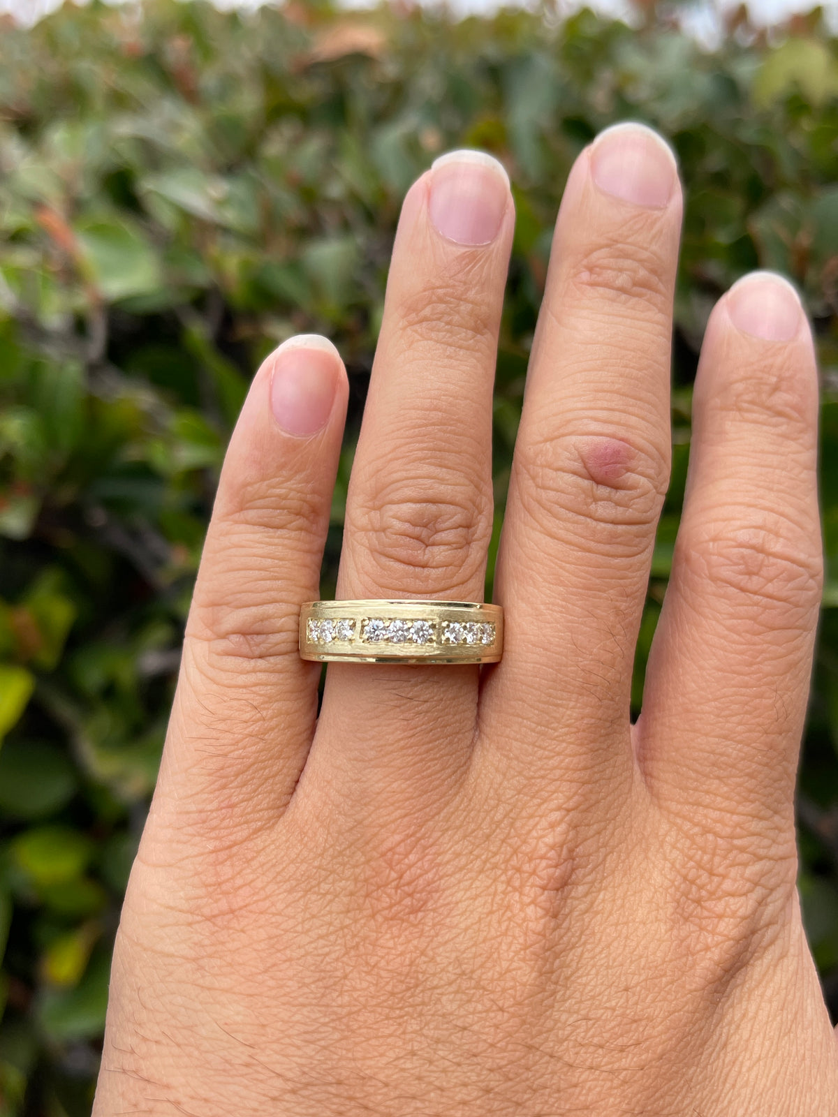 Men&#39;s 0.42ct tw Justin Triple Section Diamond Wedding Ring 14K Gold MR004