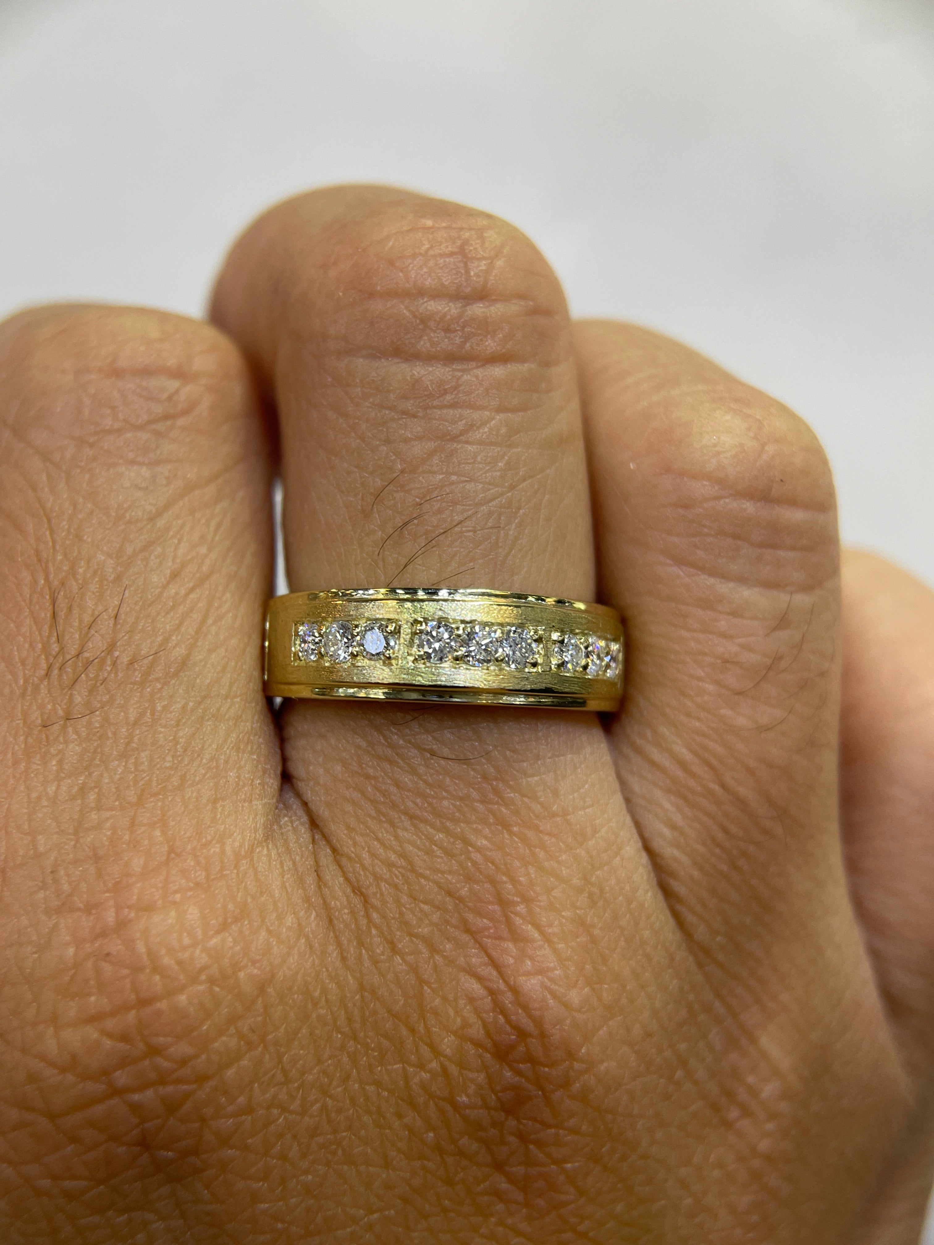 Men's 0.37ct tw Remy Off-Center Brushed Eternity Diamond Wedding