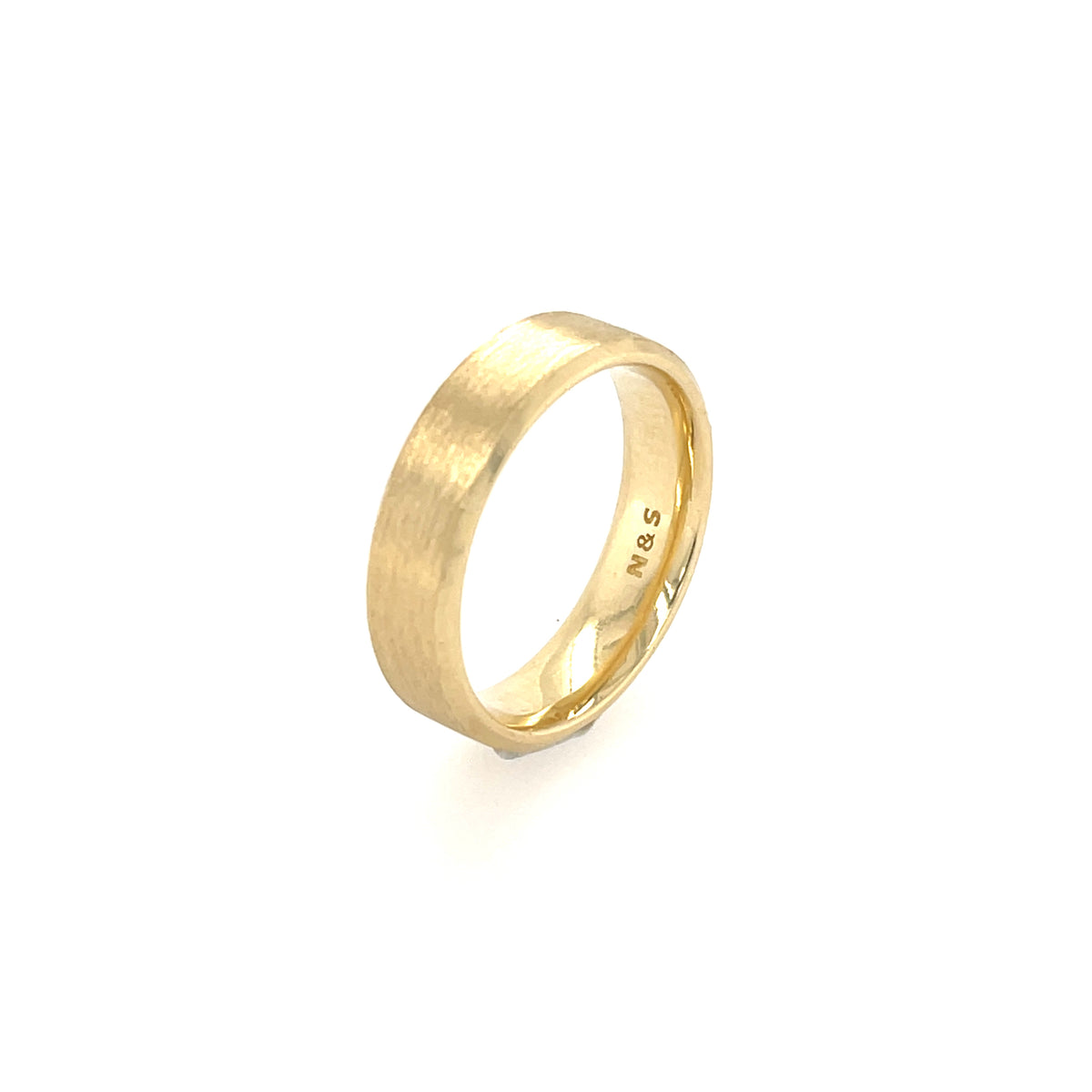 Men&#39;s Comfort Fit 7mm Brushed 14K Solid Gold Wedding Band MR006