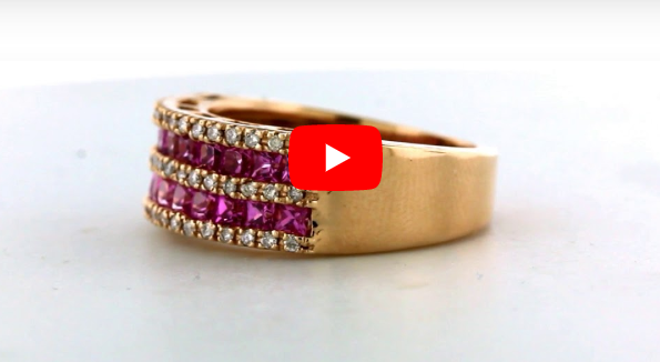 1.40 CT Princess Cut Pink Sapphire Diamond Ring 0.25 CT TW 14K Rose Gold PSR002 - NorthandSouthJewelry