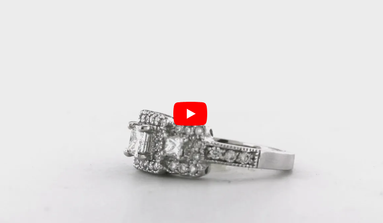 Three Stone Diamond Engagement Ring 1.07 ct tw 14K White Gold DENG041 - NorthandSouthJewelry
