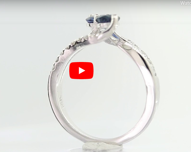 0.85 CT Sapphire Diamond Ring 0.36 CT TW 14K White Gold SPR006 - NorthandSouthJewelry