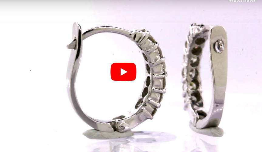 0.58 CT TW Round Diamond Hoop Earrings 14K White Gold DER004 - NorthandSouthJewelry