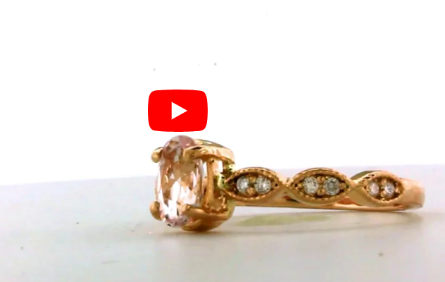 0.70 CT Oval Morganite Diamond Ring 0.13 CT TW Diamonds 14K Rose Gold MGR006 - NorthandSouthJewelry