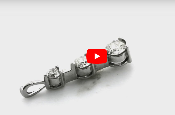 Three-Stone Diamond Drop Pendant 0.72 CT TW 14K White Gold DPEN033 - NorthandSouthJewelry