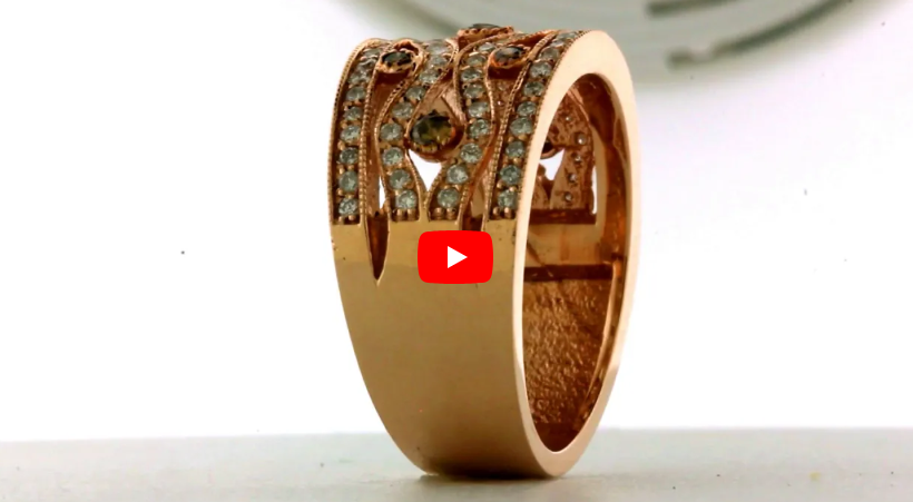 Chocolate Diamond Wide Band 1.42 ct tw Round-cut 14K Rose Gold BAN042 - NorthandSouthJewelry