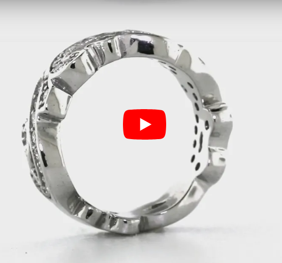 Diamond Ring 0.67 ct tw Round-cut 14K White Gold BAN034 - NorthandSouthJewelry