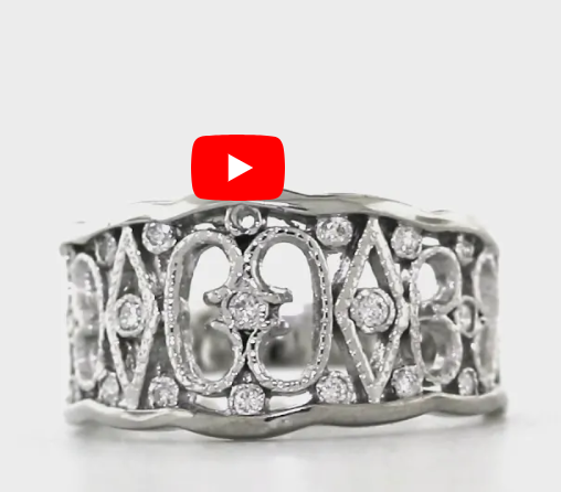 Diamond Anniversary Ring 0.21 ct tw Round-cut 14K White Gold BAN031 - NorthandSouthJewelry