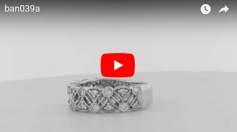 Milgrain Diamond Band 0.59 ct tw Round-cut 14K White Gold BAN039 - NorthandSouthJewelry