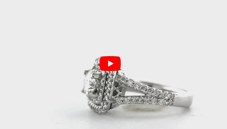 V Split Diamond Engagement Ring 1.63 ct tw 14K White Gold DENG062 - NorthandSouthJewelry