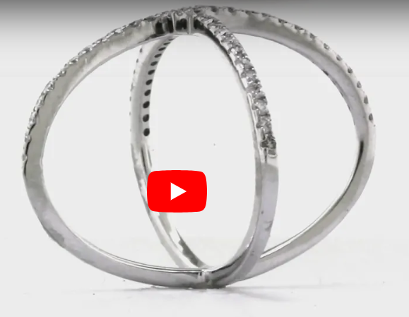 X Cross Diamond Ring 0.53 ct tw Round-cut 14K White Gold DIR006 - NorthandSouthJewelry