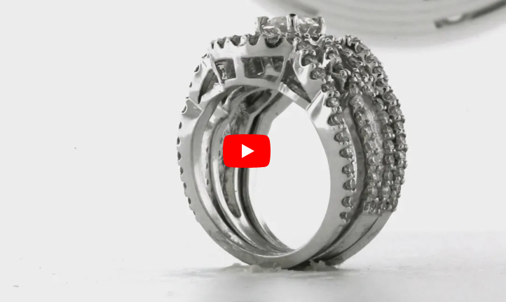 Diamond Engagement Ring Set 2.48 ct tw 14K White Gold DENG053 - NorthandSouthJewelry