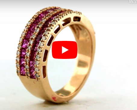 1.40 CT Princess Cut Pink Sapphire Diamond Ring 0.25 CT TW 14K Rose Gold PSR002 - NorthandSouthJewelry