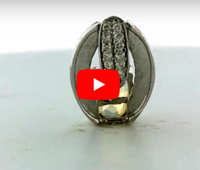 0.77 CT Oval Opal Diamond Pendant 0.26 CT TW 14K White Gold OPEN006 - NorthandSouthJewelry