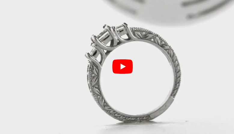 Three Stone Diamond Engagement Ring 0.98 ct tw 14K White Gold DENG051 - NorthandSouthJewelry