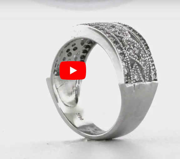 Milgrain Diamond Band 0.28 ct tw Round-cut 14K White Gold BAN037 - NorthandSouthJewelry