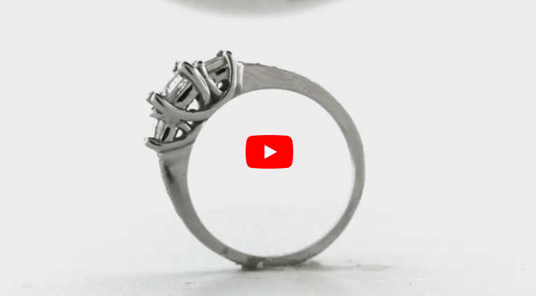 Three Stone Princess Diamond Engagement Ring 0.96 ct tw 14K White Gold DENG049 - NorthandSouthJewelry