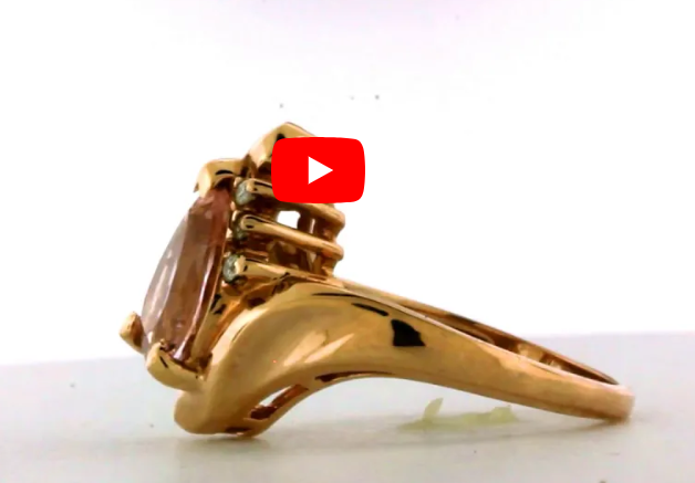 1.86 CT Pear Morganite Diamond Ring 0.03 CT TW Diamonds 14K Rose Gold MGR005 - NorthandSouthJewelry