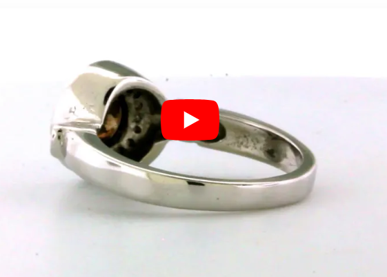 Bezel Chocolate Diamond Engagement Ring 0.78 ct tw Round-cut 14K White Gold DIR018 - NorthandSouthJewelry