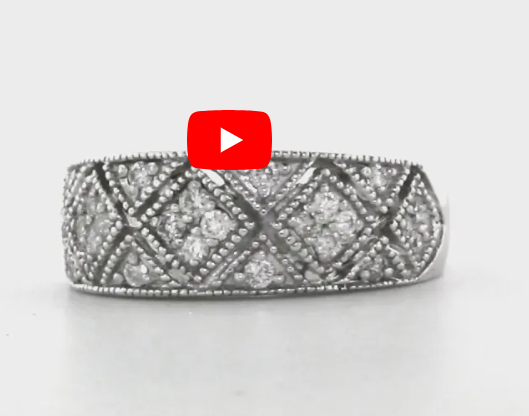 Diamond Anniversary Ring 0.41 ct tw Round-cut 14K White Gold BAN036 - NorthandSouthJewelry