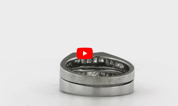 Flat Top Diamond Engagement Ring Set 2.54 ct tw 14K White Gold DENG040 - NorthandSouthJewelry