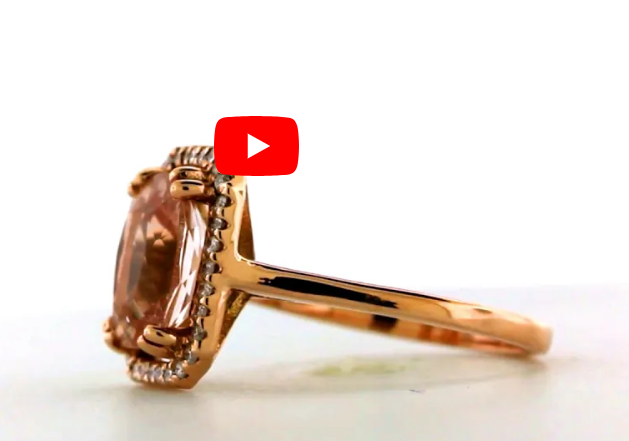 2.43 CT Cushion Morganite Diamond Ring 0.26 CT TW Diamonds 14K Rose Gold MGR001 - NorthandSouthJewelry